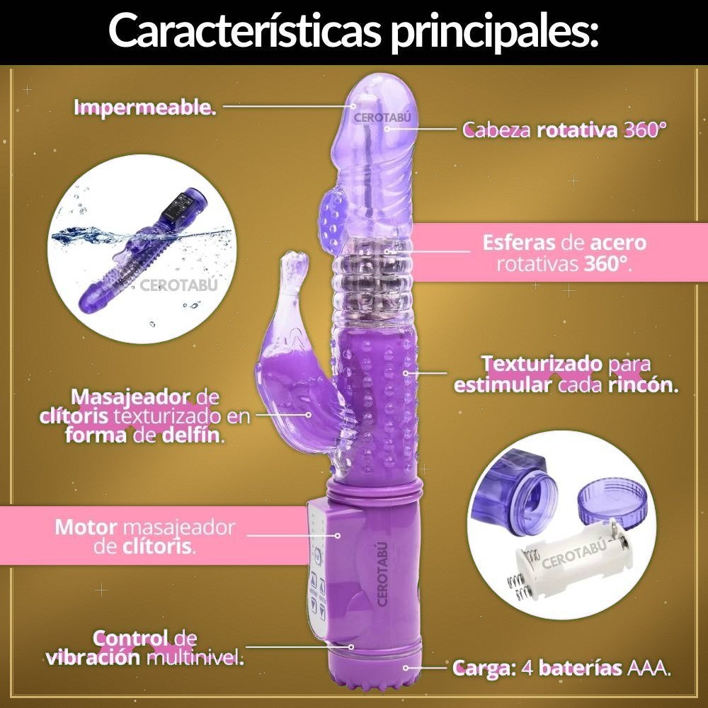 Vibrador Rabbit Rotativo 360° 36 Modos - vista 3
