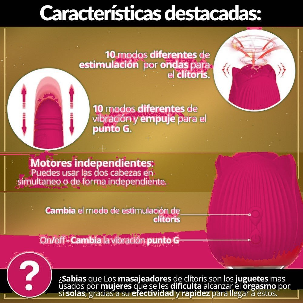 Vibrador Rosa Succionador y Telescópico - vista 2