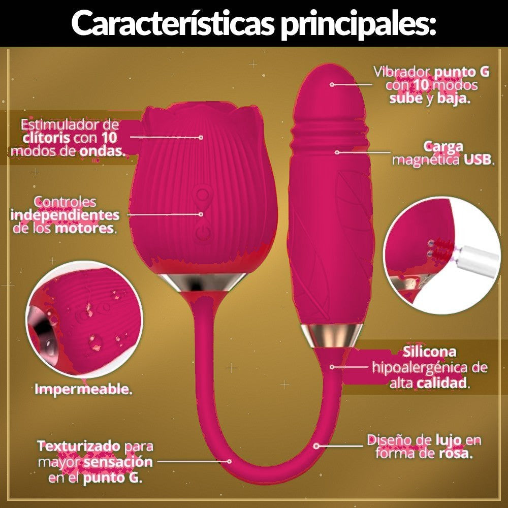 Vibrador Rosa Succionador y Telescópico - vista 3
