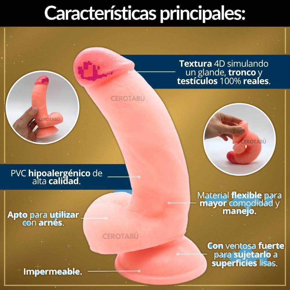 Dildo Realista 17 cm con Testículos y Chupa - vista 2