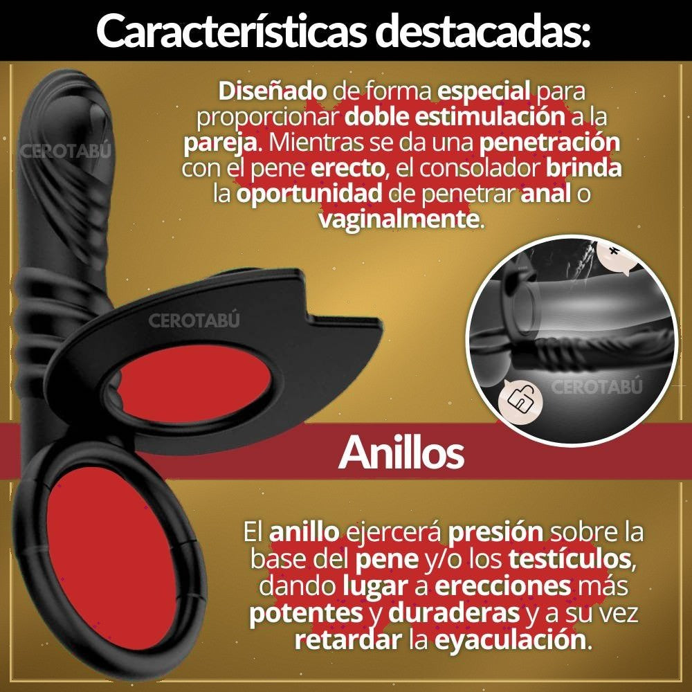 Dildo con Doble Anillo Retardante 13,5 cm - vista 2