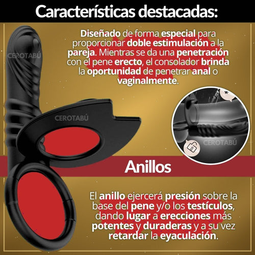 Dildo con Doble Anillo Retardante 13,5 cm - vista 2