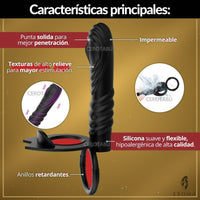 Dildo con Doble Anillo Retardante 13,5 cm - vista 3