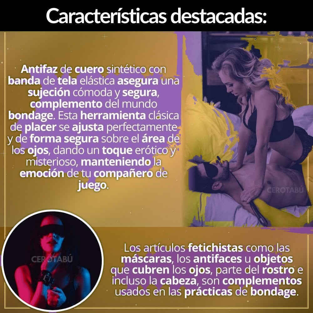 Máscara Erótica de Cuero Roja - vista 3