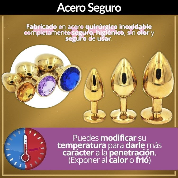 Plug Anal Acero Dorado Talla L - vista 5